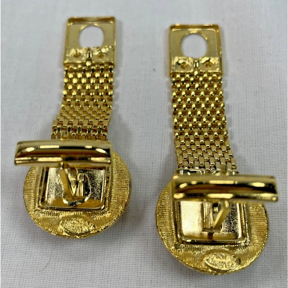 Vintage Celebrity NY Amber Rhinestone Mesh Cufflinks